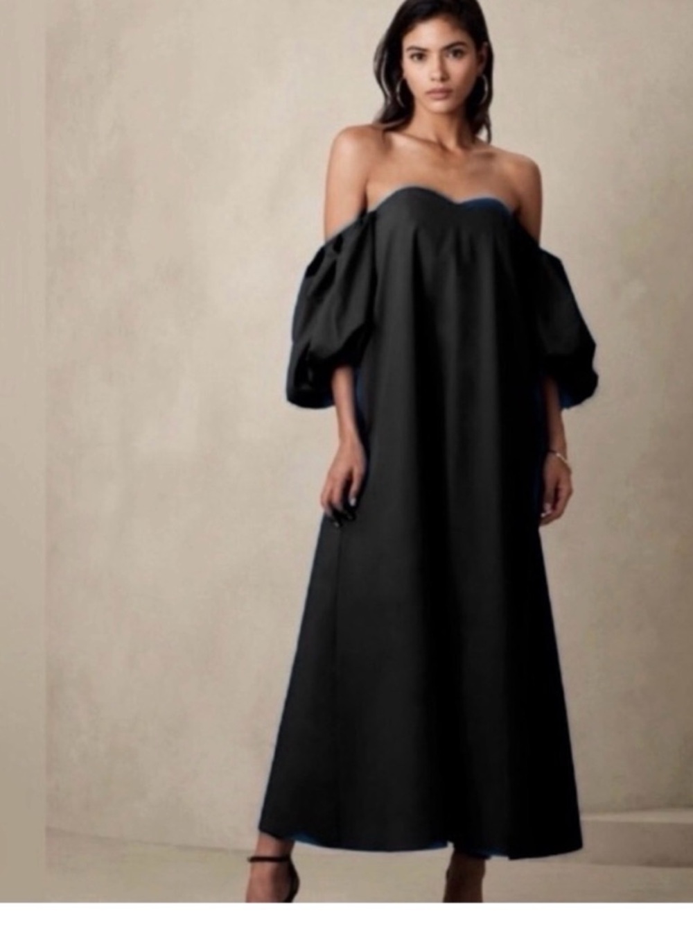 Banana Republic Factory Black Off-Shoulder Maxi Dress